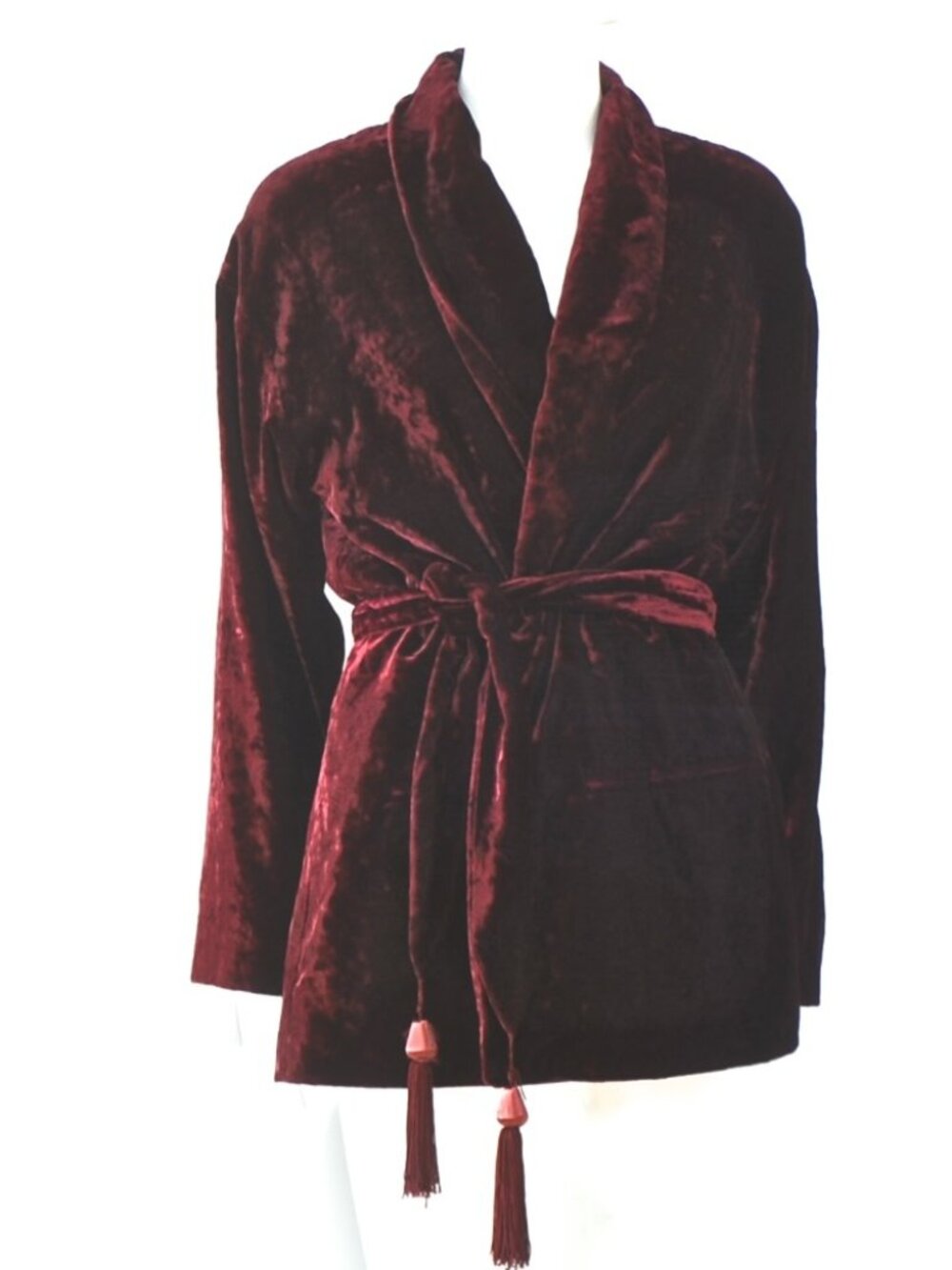 Terence Nolder 1980's Burgundy Velvet Decadent Lounge Jacket - England